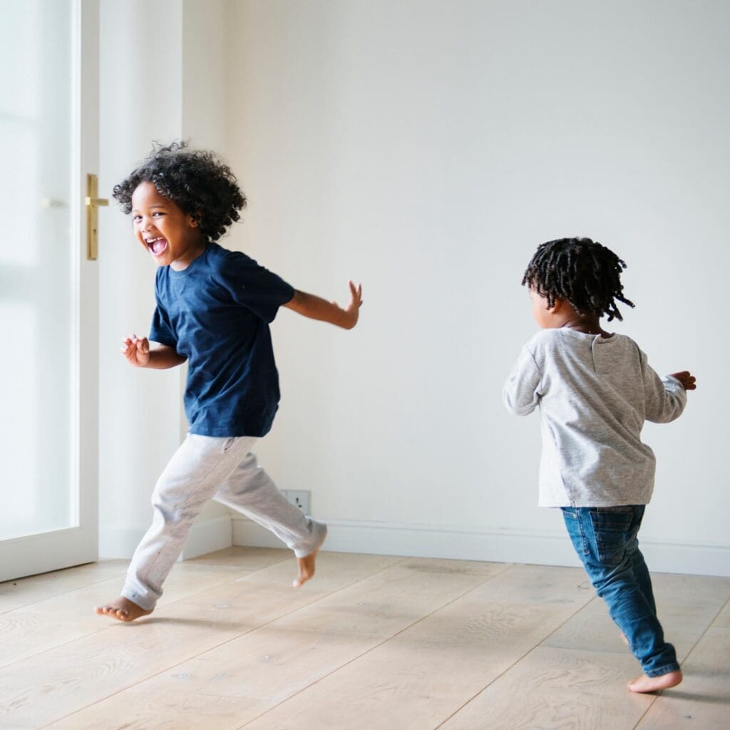 Children celebrating stable housing